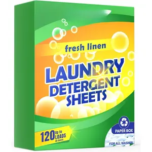 Laundry Detergent Sheets  Scent 120 Loads No Plastic Jug, Travel Laundry Soap Detergent 60 Sheets