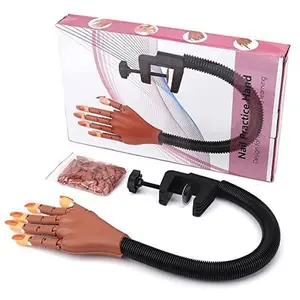 Professional Movable Practice Hand for Acrylic Nails - Flexible Adjustable Mannequin Hand for Nail Art Training with 100PCS Nail Tips - Perfect for DIY Manicure