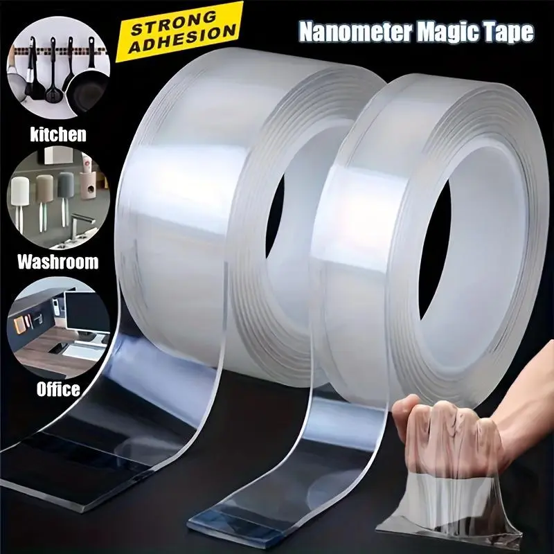 Double-Sided Adhesive Tape, Nano Tape, Transparent Adhesive Tape, Traceless Adhesive Tape, Removable, Washable, Reusable, Suitable for Carpets, Photo Walls,Multipurpose Strong Transparent Adhesive Heavy Duty adhesive  tape Double-Sided Nano