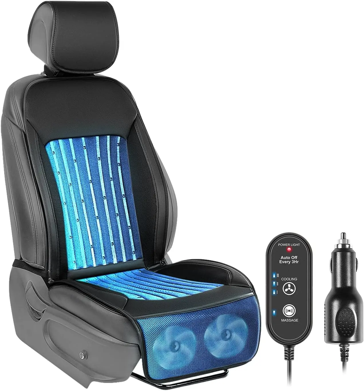 2026 Upgraded Cooling Car Seat Cover Front Seat, 12V-24V Ventilated Cooling Car Seat Cushion, Cooled Seat Cover for Car SUV Truck Universal Fit, Classic Black