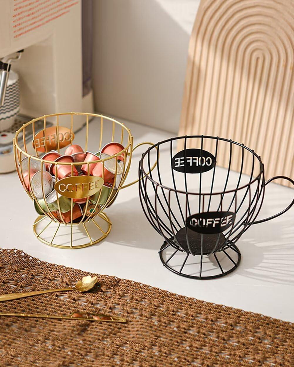 Metal Coffee Capsule Storage Basket Cup Shape Wire Coffee Pod Holder Countertop Coffee Organizer for Cup Coffee Station Decor