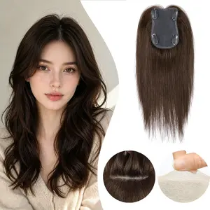 Yetta Beauty 14 Inch Human Hair Topper, Realistic Silk Scalp Base, Undetectable Natural Look, Soft Remy Hair, Breathable Invisible Hairpiece for Women with Thinning Hair