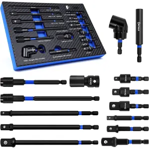 14 count  Socket Adapter Set, 1/4" Hex Shank to 1/4" 3/8" 1/2" Square Drive Extension Set,  Driver Socket Adapter with Universal Joints &  Bit Holder