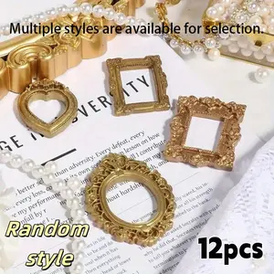 12Pcs Vintage Artificial Photo Frames, DIY Photography Backdrop Props for Scene Decoration