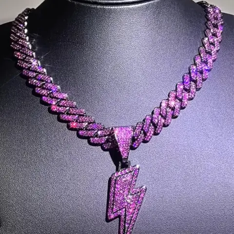 Streetwear Rhinestone Decorated Lightning Pendant Necklace for Men & Women, 2024 New Punk Hip Hop Jewelry for Party, Daily Clothing Decor for Boy & Girl