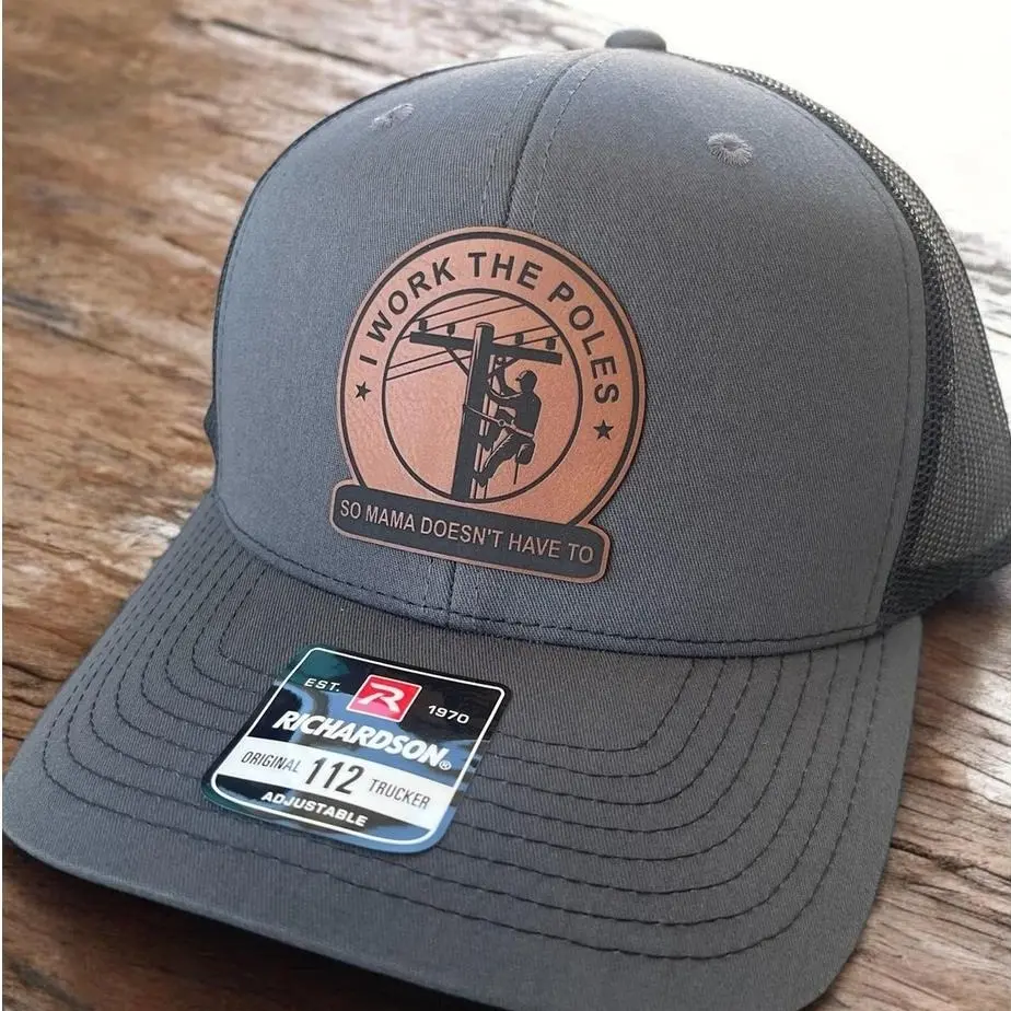 Lineman Gifts Funny Hat with Patch | I Work The Poles So Momma Doesn't Have To Lineman Electrician Gift Baseball Cap Adjustable