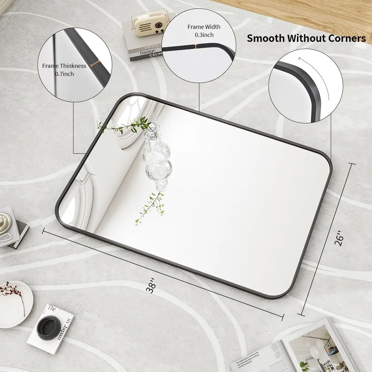 HOMLUX Rounded Rectangle Wall Mirror 24