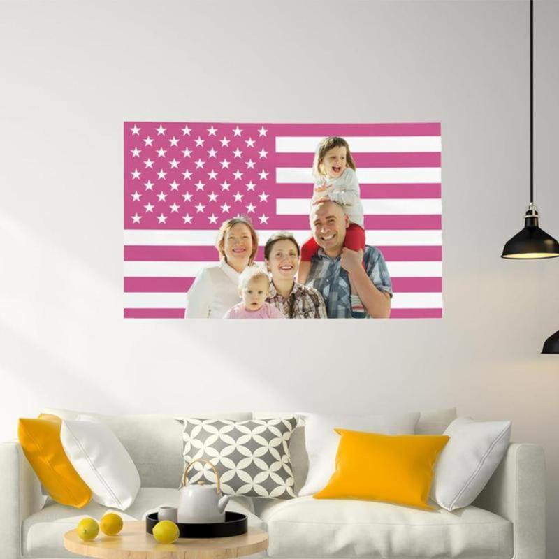 Eyesoul Custom Pink America Flag Personalized Flags Design Your Image Funny Tapestry Poster For Decorate Clubs Concerts Bars University Dormitories Living Rooms Bedrooms father's day gifts,gifts boyfriend,gifts for girl adults,gifts under Tree Boho Shabby