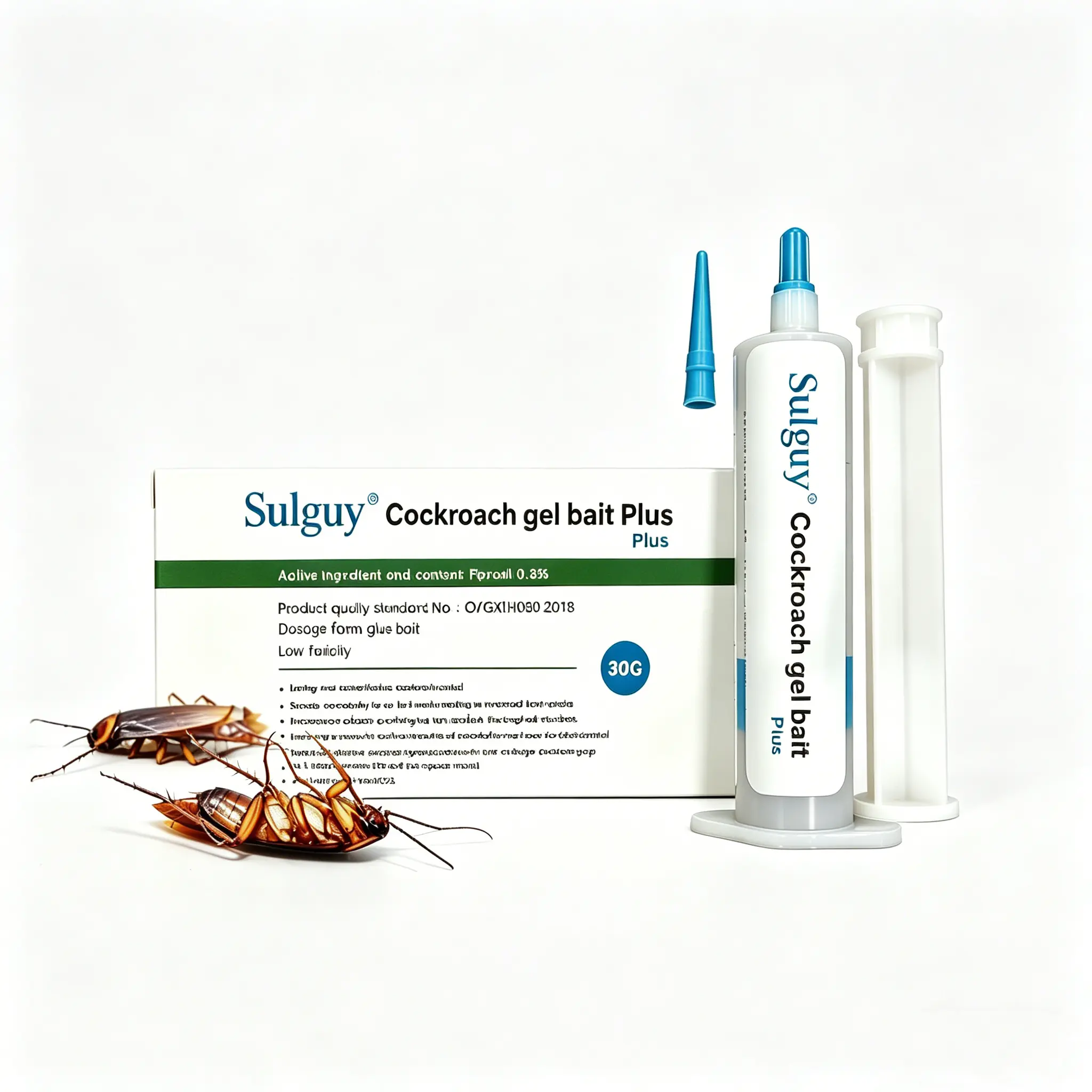 Sulguy Cockroach Gel Bait Plus 30g Non-Repellent Roach-Control Bait, Fast-Acting, Long-Lasting, Targeted Metaactive Effect, No-Mess Easy Application, Safe for Home Indoor-Outdoor Use for All Roach Species, with User-Friendly Tips