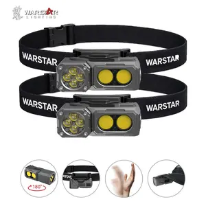 Warstar 2 PACK 1000 Lumens Rotatable 2 in 1 Pocket Headlamp EDC Flashlight for Fishing Camping with Hand Sensor Wave Control