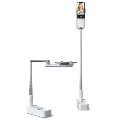 Viozon Extendable Arm Tripod Light with 360° Rotation Phone Holders & Mounts, Adjustable Height Selfie Stick, Rechargeable Foldable 7-Brightness LED, for Smartphone Live Streaming, Photography (Mobile Accessory)