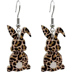 Easter Earring for Women,Leopard Bunny Rabbit Dangle Earrings Acrylic Rabbit Easter Decor Earrings Jewelry for Easter Basket Stuffers