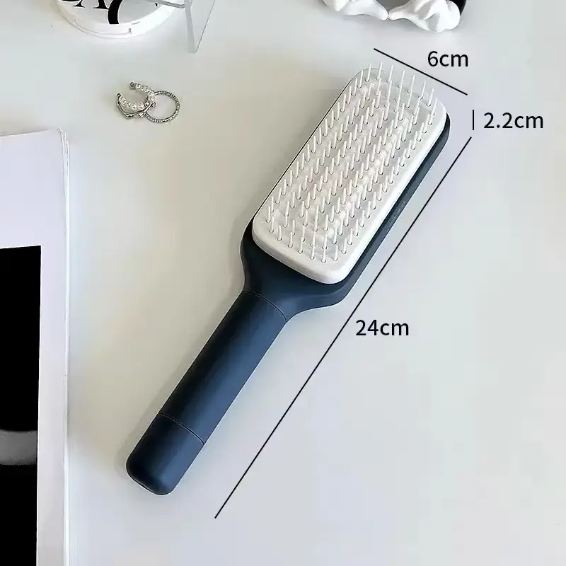 Automatic Cleaning Rotating Lifting Comb Self Cleaning Hairbrush Rotating Retractable anti Static Massage Comb Scalp Hair Comb NONE