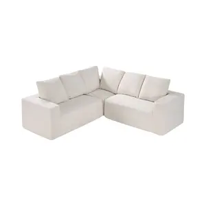 VEVOR Modular Sectional Sofa, L Shaped Modular Sofa Deep Seat, Cloud Sectional Couch with High Rebound Sponge and Density, Upholstered Corduroy Couch with Cushion for Living Room, Bedroom, Beige