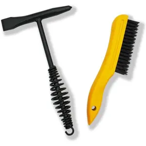 Welding Chipping Hammer with Coil Spring Handle,10.5",Cone and Vertical Chisel/ 10" Wire Brush(Yellow)