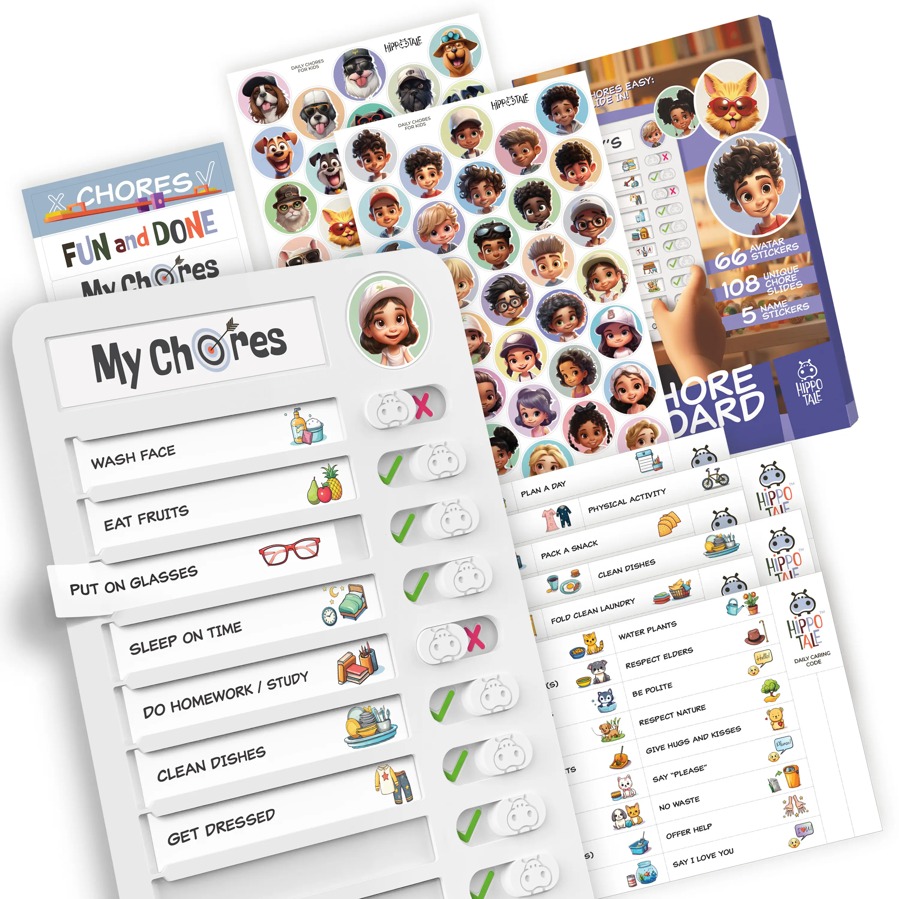 Plastic Magnetic Kids Chore Chart - Unisex Back to School Daily Routine Board with Easy-to-Understand Visual System, Customizable Checklist, Task Cards, Stickers, Task Tracking, Colorful Icons, Lightweight & Easy to Move, Ideal for ADHD Kids
