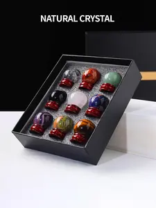 9-piece Set Natural Crystal Decoration, Mini Polished Ball, Energy Feng Shui Ball, Jewelry Accessories for Home & Office Decor