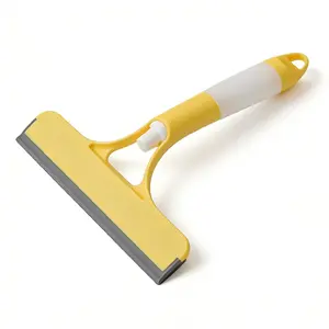 3 in 1 Spray Window Cleaning Tool, Squeegee Scrubber and Spray Bottle in One for Glass, Mirrors and Car Windshields, White & Yellow