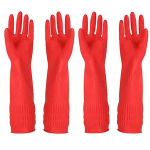 Rubber Cleaning Gloves Kitchen Dishwashing Glove 2-Pairs And Cleaning Cloth 2-Pack,Waterproof Reuseable. (Small)