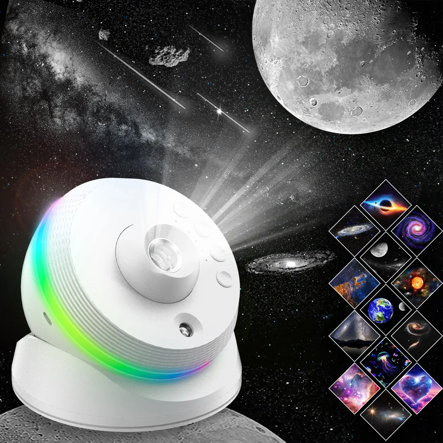 13-in-1 Galaxy Projector, Ambient Starlight Novelty Lighting with 13 Film Discs, HD Meteor Planetarium, 360° Rotating LED Projector Lights, Super Quiet DC Power Supply, Galaxy Light Decor for Bedroom Ceiling Home Theater