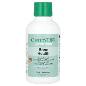 ChildLife Clinicals Liquid Calcium/Magnesium Formula with Vitamin D3 & Vitamin K2, Natural Orange, 16 fl oz (473 ml)