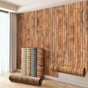 Self-Adhesive 3D Wood Grain Foam Wall Stickers, Easy to Apply Decorative, Ceiling Tiles, Peel and Stick Wallpaper Designs, Suitable for Home Living Room Bedroom Kitchen