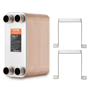VEVOR Heat Exchanger, 5x 12 80 Plates Brazed Plate Heat Exchanger, Copper/316L Stainless Steel Water To Water Heat Exchanger For Floor Heating, Water Heating, Snow Melting, Beer Cooling