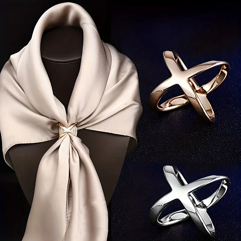 1pc/3pcs New Fashion Scarf Buckle Simple Women's Scarf Buckle Ring Glossy X-shaped Scarf Ring Dual-purpose Scarf Buckle