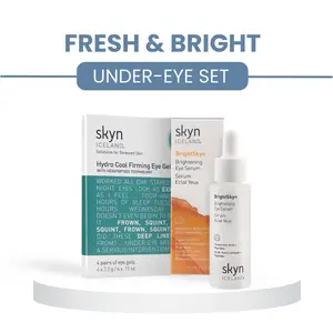 Skyn Iceland Fresh & Bright Under-Eye Set - HydroCool Firming Eye Gels pack of 4 and Brightening eye serum
