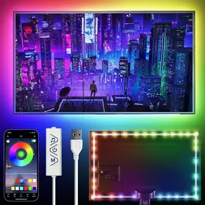 LED Strips TV Light, 13.12Ft RGB Strip Lights for 32-65 Inch TV Behind,App Control Strip Light with Music Sync,USB Plug-in Bias LED Lights for Bedroom Gaming Room Cabinet Home Theater DIY Decor