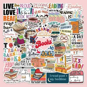 Books Letter Sticker, Creative Kawaii DIY Sticker, 50pcs Self Adhesive Creative Decal for Gifts Bottle Scrapbook Phone Case Guitar, Room Decor, Bedroom Decor Ideas For DIY, School Supplies