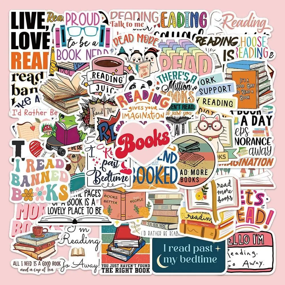 Books Letter Sticker, Creative Kawaii DIY Sticker, 50pcs Self Adhesive Creative Decal for Gifts Bottle Scrapbook Phone Case Guitar, Room Decor, Bedroo
