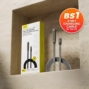 2-in-1 Smartphone Invisible Stand Charging Cord , 240W Super Fast Charge, for iPhone Samsung Type-C, Gaming Office Car Travel , Aesthetic and Electronic Device , Black, tiktok shop