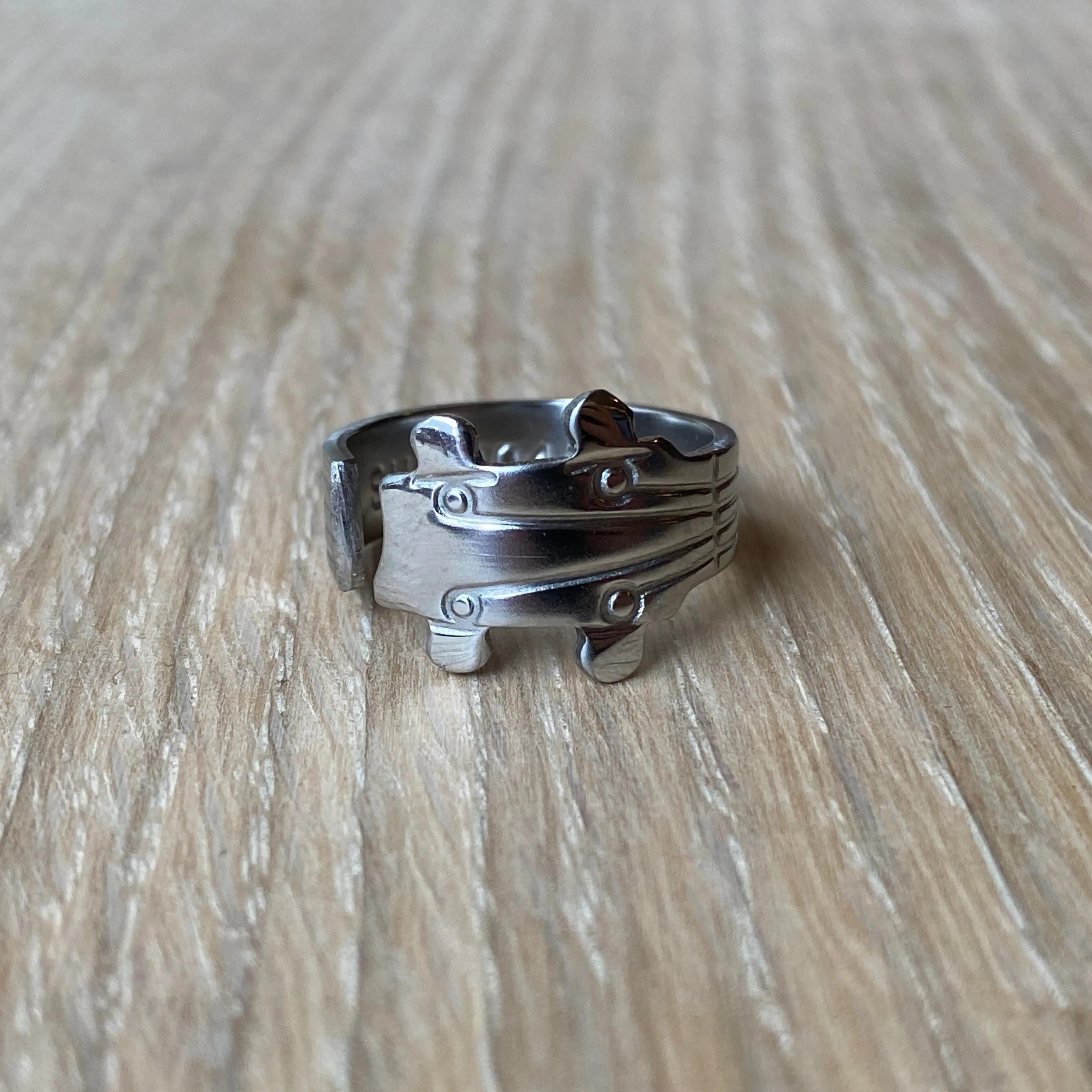 Stainless Steel Guitar Spoon Ring Size 4-12 - Handmade from Vintage Silverware