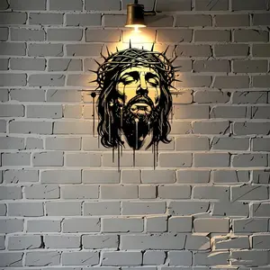 Jesús Crown Metal Wall Decor, Sacred Statue Mural, Ideal for Living Room Bedroom Kitchen, Religious Decoration Gift, Summer Wall Art