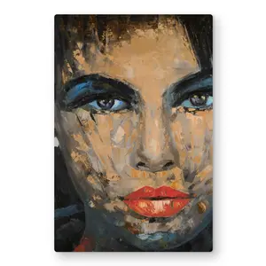 212 MAIN Lightweight Aluminium Wall Art - 24x36 in. Beige Figurative Metal Print with Feminine Abstract Face Design, Artistic Creative Modern Decoration for Home, Gift for Home Decor Enthusiasts