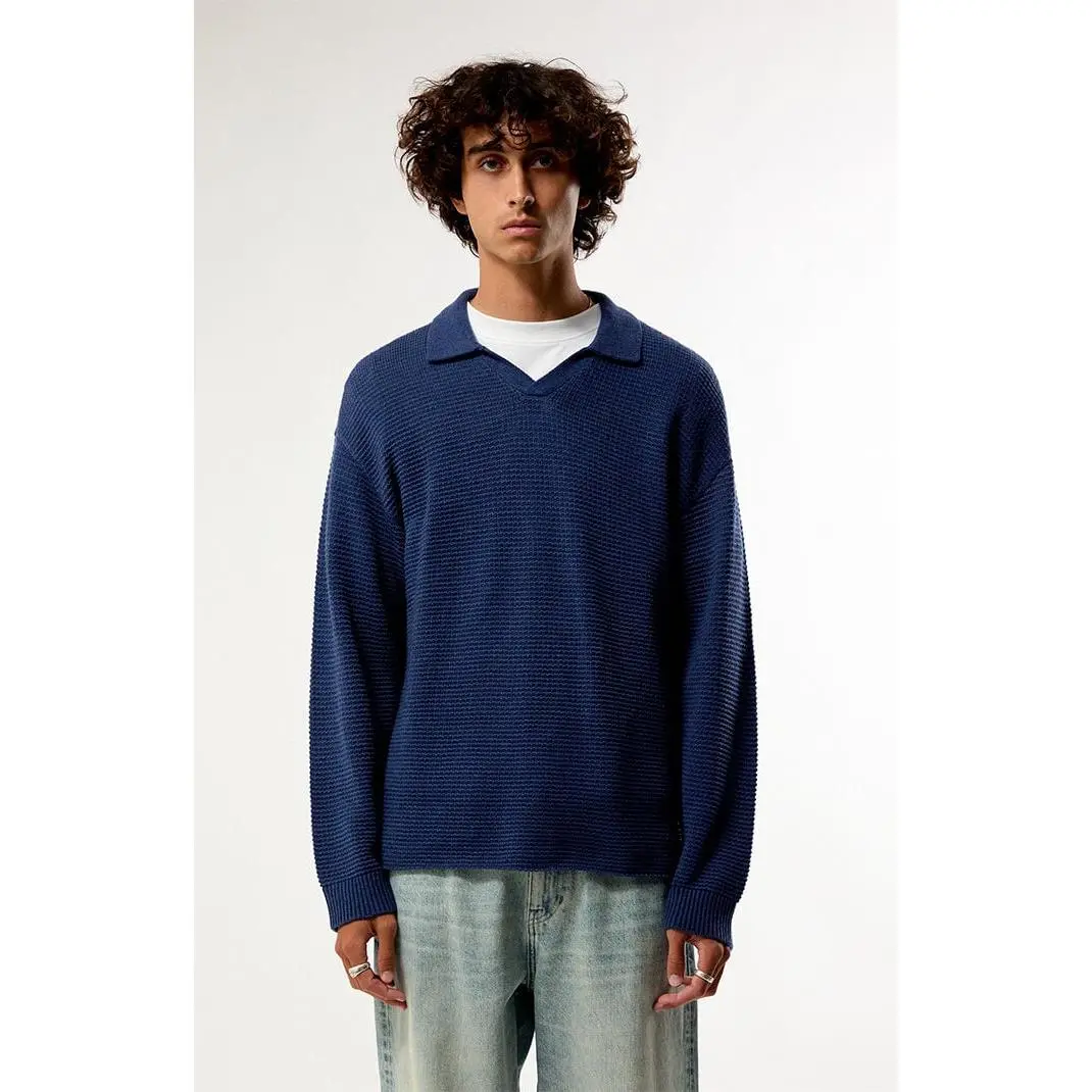 Pacsun Men's Navy Vaughn Polo Sweater Pacsun Men's Navy Vaughn Polo Sweater