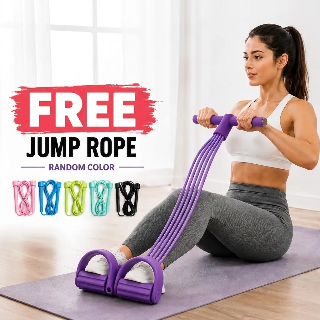 Upgraded 6-Tube Heavy Duty Eco-Latex Resistance Band, Elastic Training Band Pedal Tension Pull Rope Sit-Up Assistant for Home Gym Core Training & Beginner Workout Routine (Free Gift) Exercise Gear Fitness Training Band