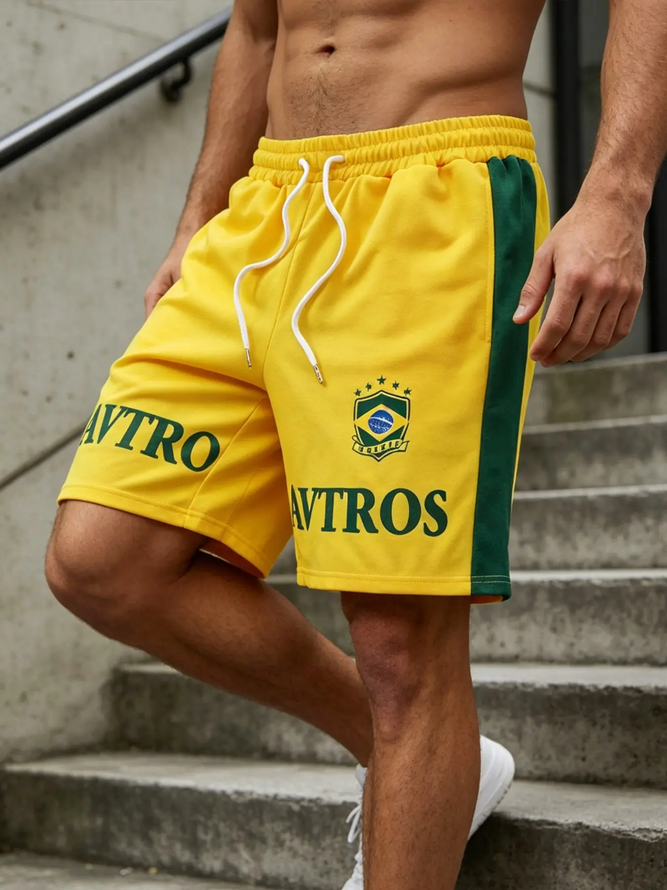 Men's Streetwear Gym Shorts, Brazilian Style, Casual Fit, Drawstring Waist, All-Over Print, Perfect for Daily Wear & Gifts