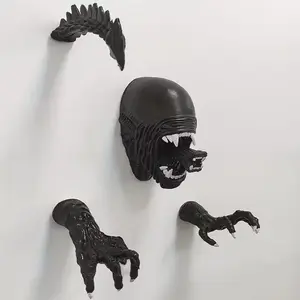 Horror Art Sculpture Statue Figurine, Alien Demon Monster Wall Decoration, Rubber Foaming Material, Best Christmas Gift, Moto Helmet Mount