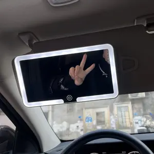 Car Sun Visor Makeup Mirror, USB Rechargeable 3 LED Lights Vanity Mirror, Durable HD Clear Car Interior Accessories