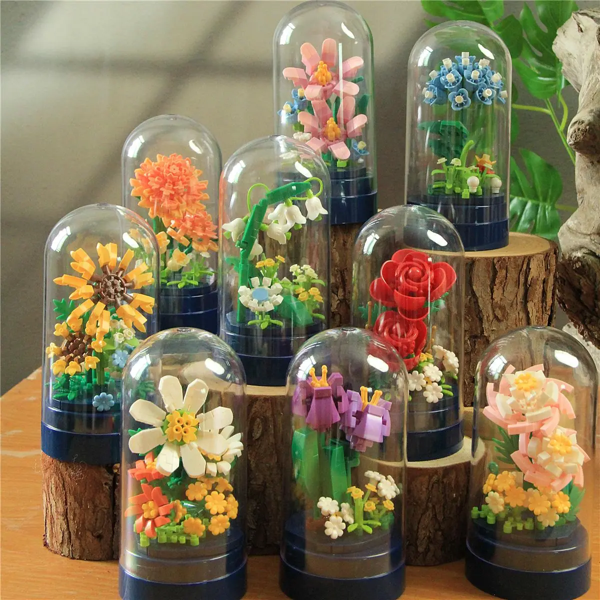 Flower Building Blocks Frame Flower Design Building Blocks, 9 Boxes/set DIY Flower Building Blocks ...