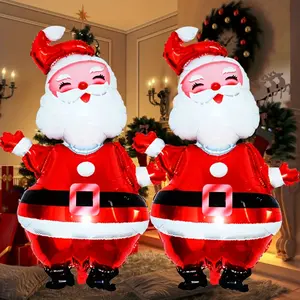2pcs Giant 47" Santa Claus Foil Balloons - Vibrant, Inflatable Christmas Decor for Indoor & Outdoor Festivities
