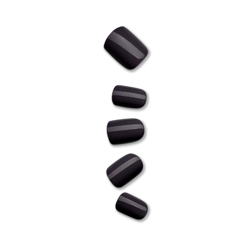 Impress Color No Glue Fake Press On Nails - All Black | Solid, Black, Short, Squoval, Manicure