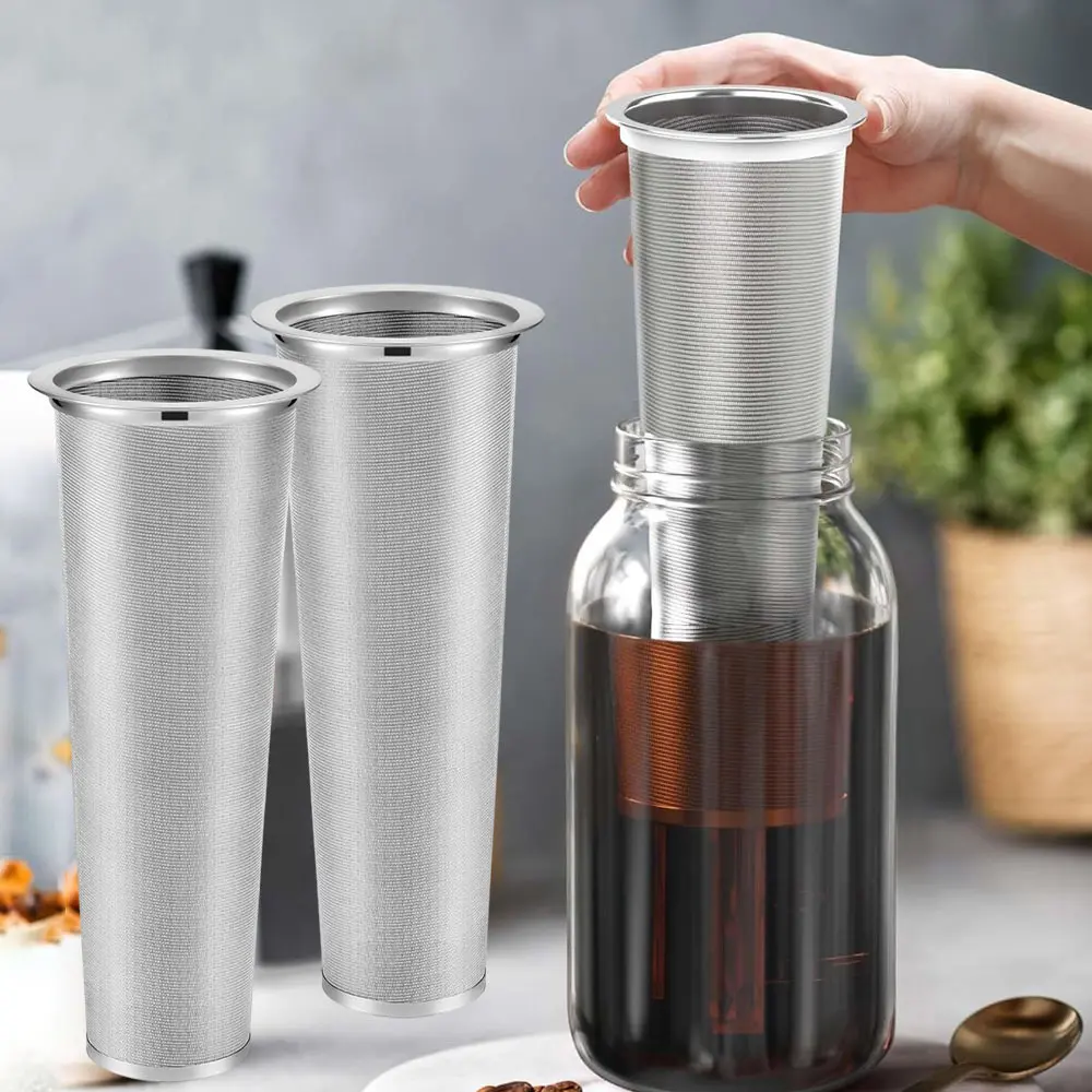 2 Pcs Cold Brew Coffee Filter Stainless Steel Filter Coffee Tea Soaker Coffee Filter Canned Mesh Coffee Filter for Wide Mouth Mason Canned Iced Tea Maker Birthday Infuser