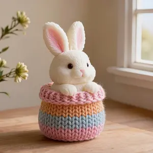 Silicone Mold for DIY Rabbit-Shaped Scented Candle Making, Cute Handmade Gift, Textured Basket Design, Self-Made Silicone Molds