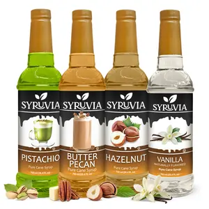 Syruvia Premium Coffee Syrup Variety Pack – Pistachio, Butter Pecan, Hazelnut & Vanilla – Perfect for Coffee, Lattes, Desserts & More – 25.4 Fl oz Bottles (4 Pack)