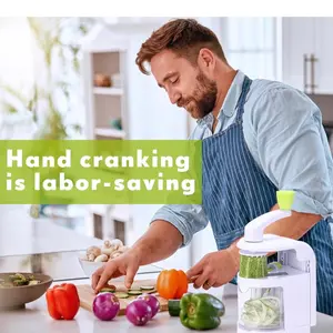 1pack Spiralizer Vegetable Slicer 4 in 1 Rotating Blades Zucchini Noodle Maker Handheld Zoodles Spiralizer Heavy Duty Multifunctional Vegetable Slicer with Powerful Suction Cups Kitchen