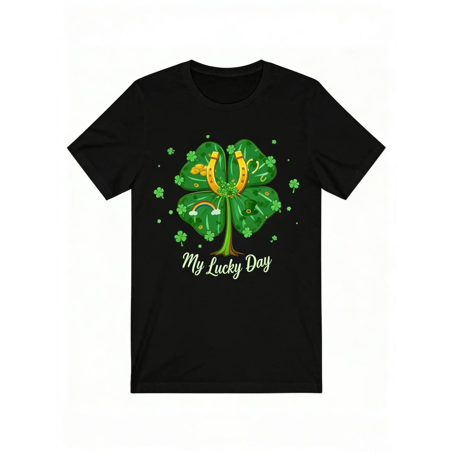 Irish Black Cotton Printed T-Shirt for St Patrick's Day Celebrations