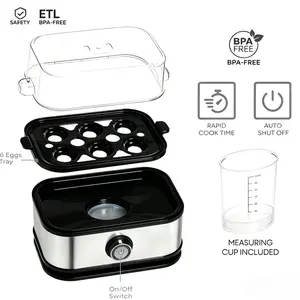 【Mother’s Day Gift】Rapid Egg Cooker Electric 6 Eggs Capacity 2025 New Smart Egg Cooker with Auto Shut Soft Medium Hard Boiled Poacher Omelet Maker Stainless Steel Sleek Design Egg Steame